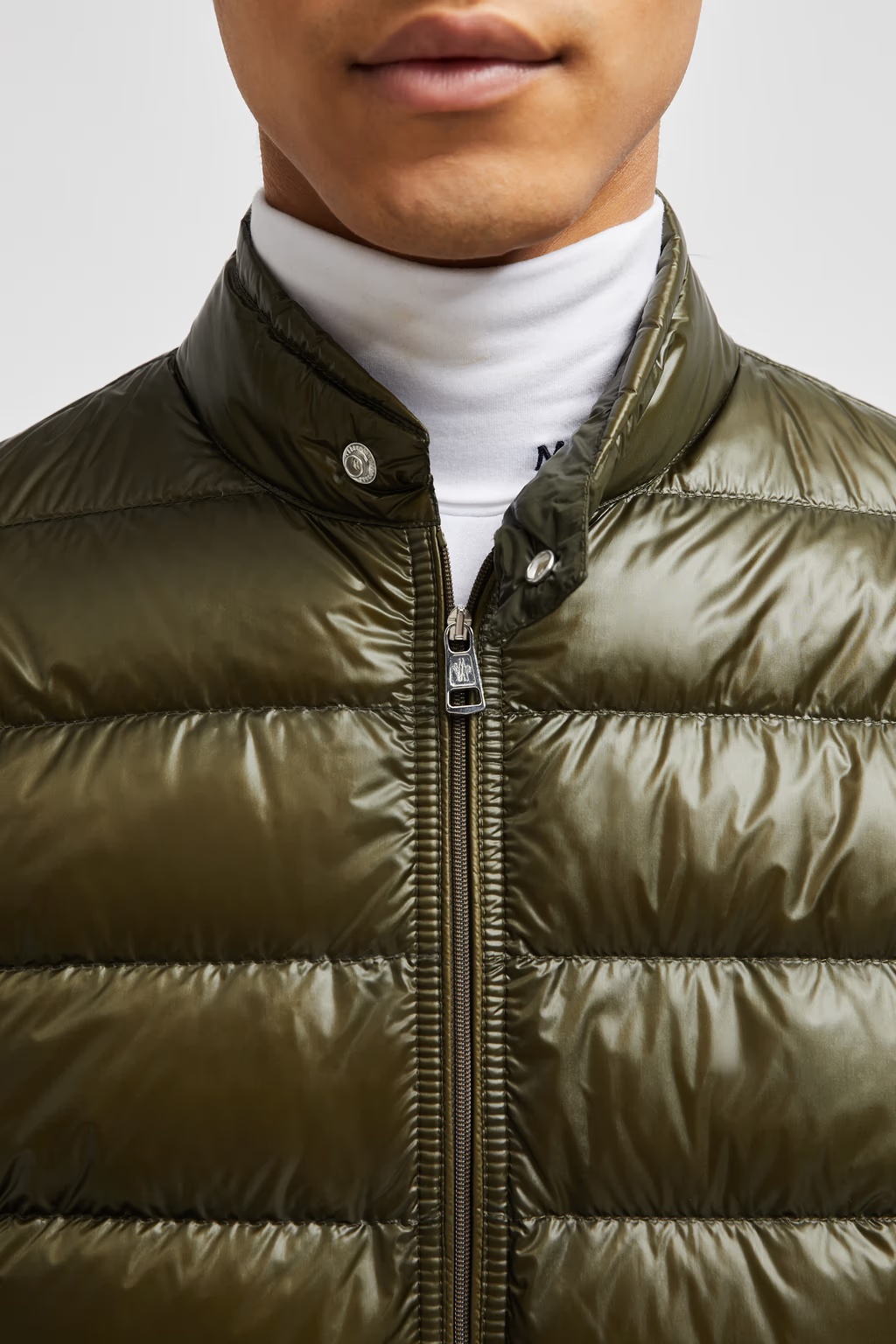 Shop Moncler Acorus Short Down Jacket In Green