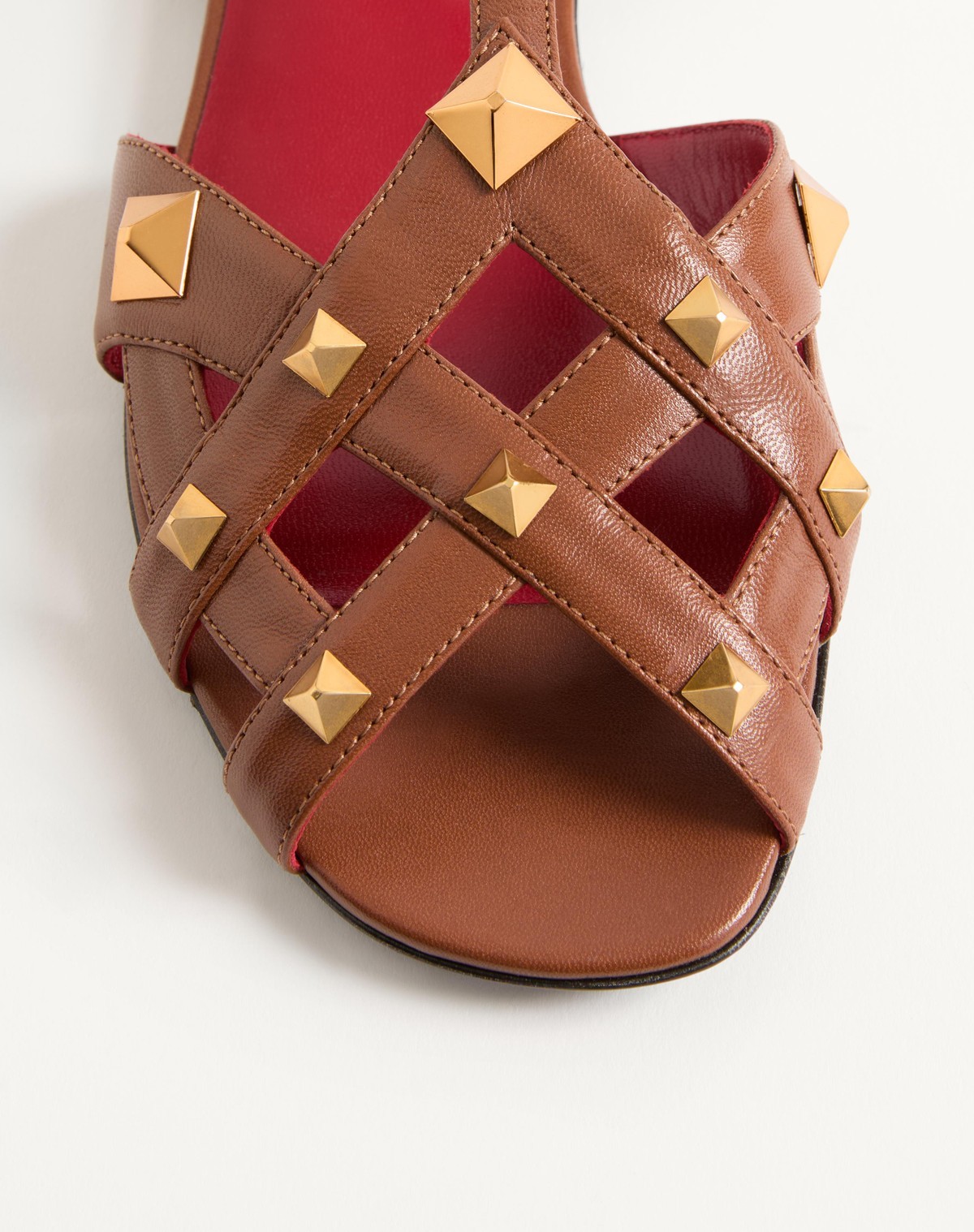 Valentino Studdy Kidskin Sandal In Brown