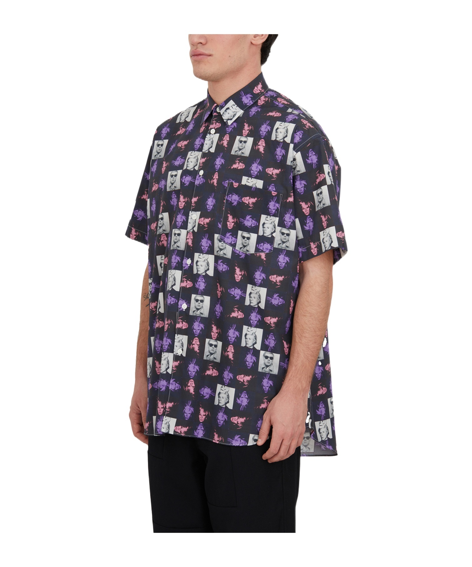 Comme Des Garçons Short-sleeved Shirt With Andy Warhol Print In Black