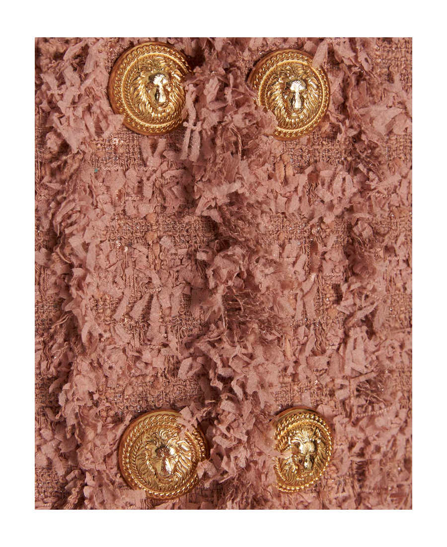Balmain Single-breasted Tweed Jacket In Brown