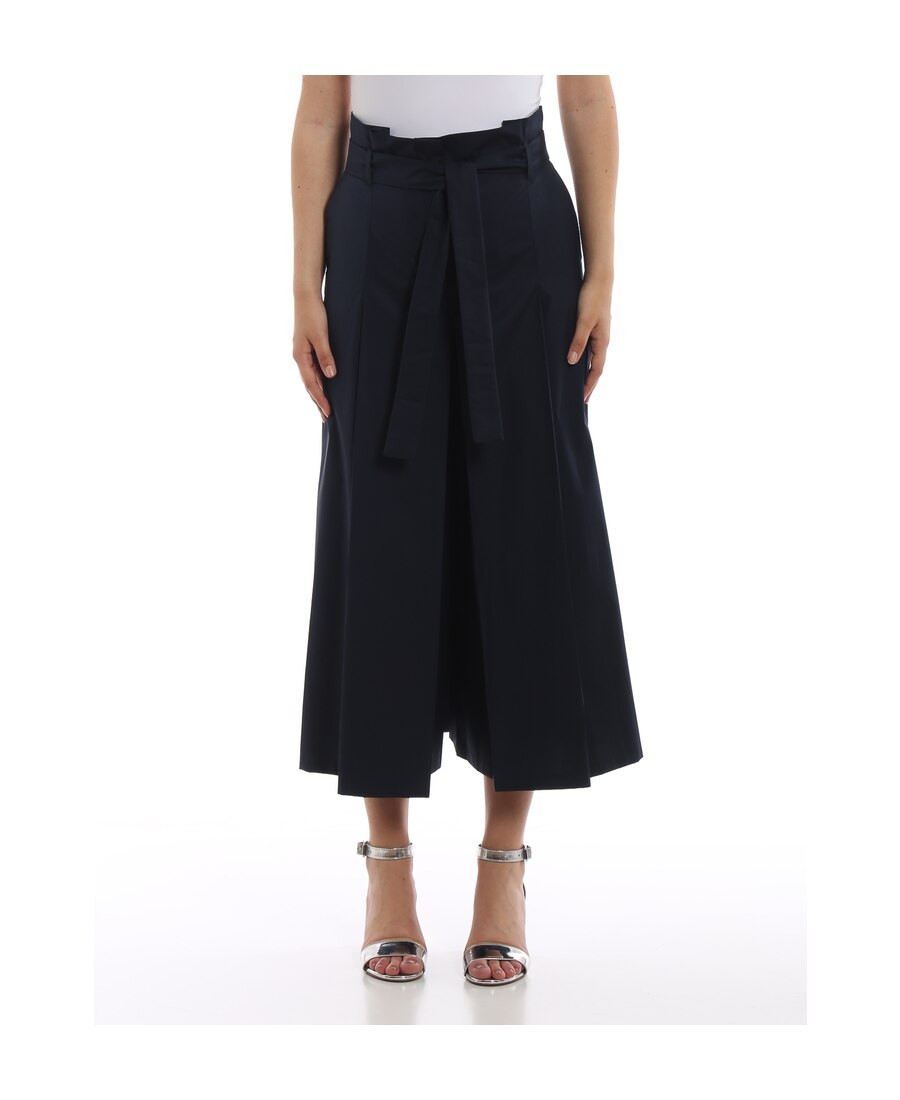 Max Mara Lace Up Wide-legged Casual Pants In Black
