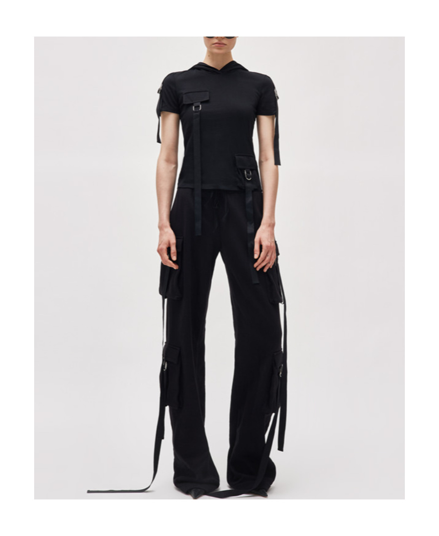 Blumarine Straight-leg Cotton Cargo Trousers In Black