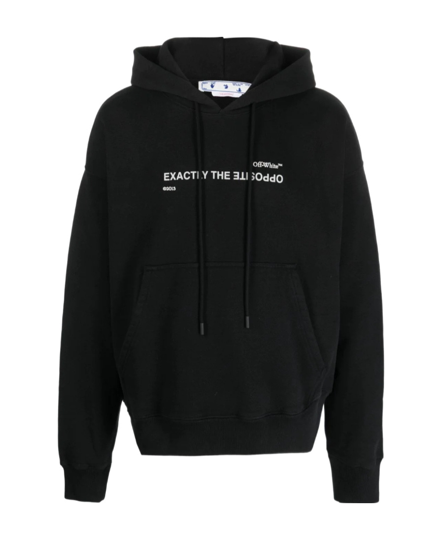 Off-white Slogan-print Drawstring Hoodie In Black