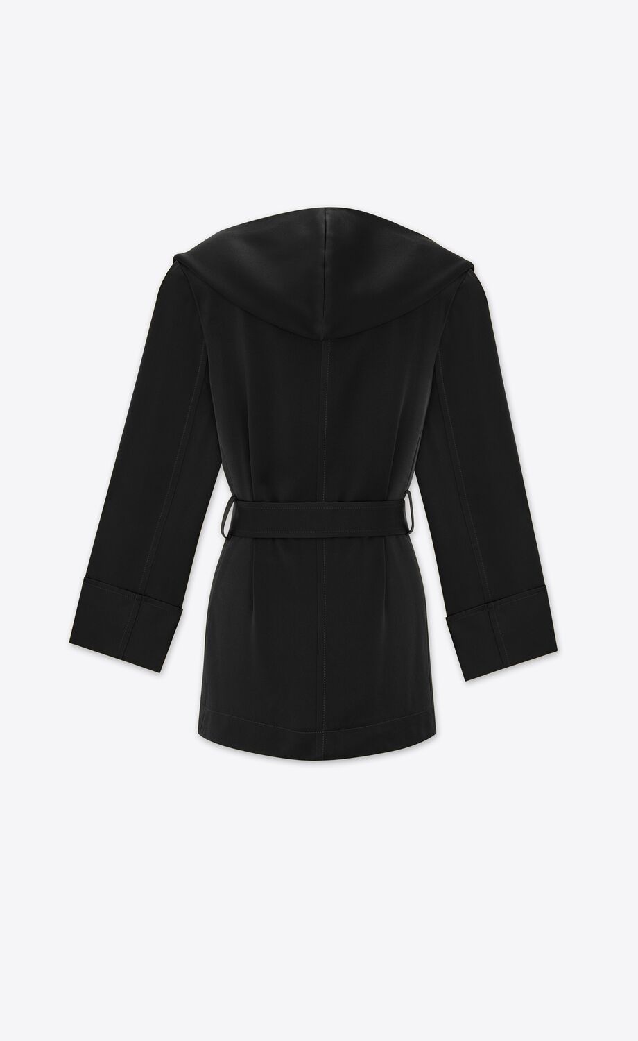 Saint Laurent Self-tie Hooded Jacket In Black