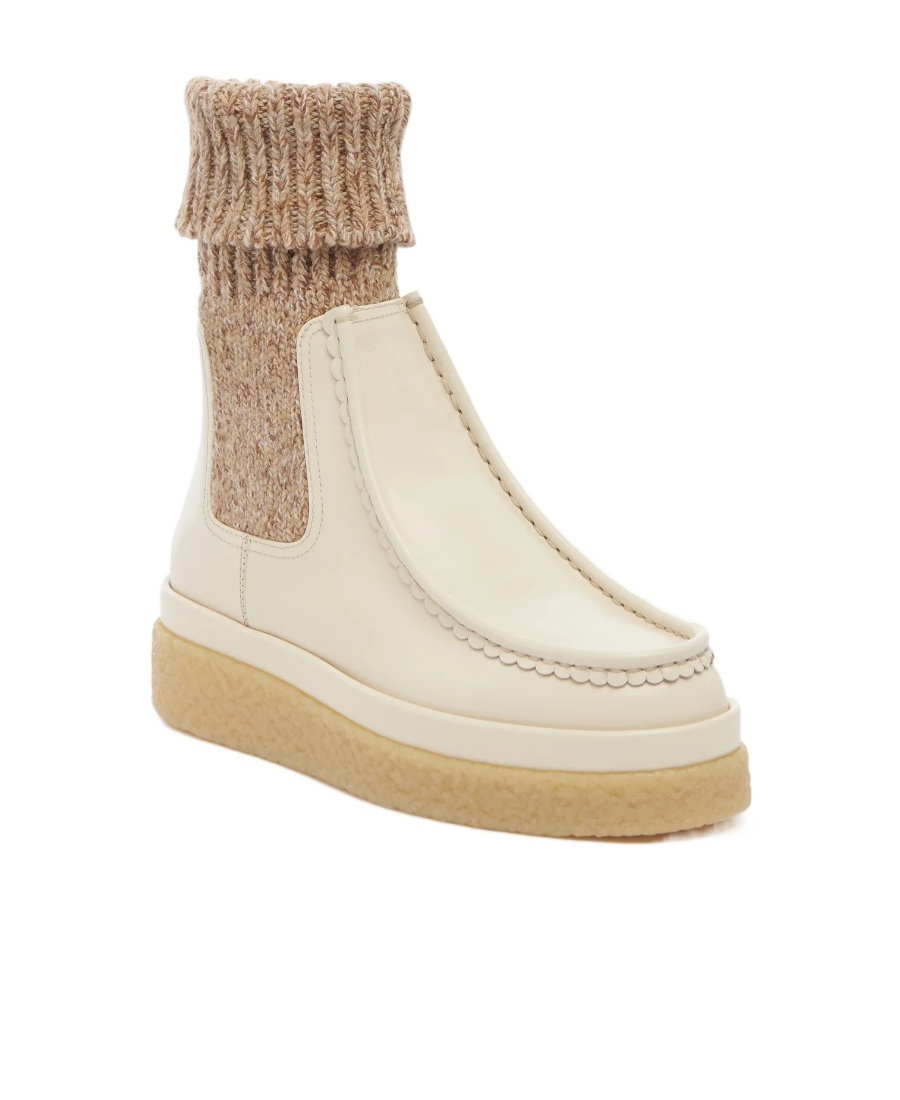 Shop Chloé Flat-soled Sock Boots In Nude