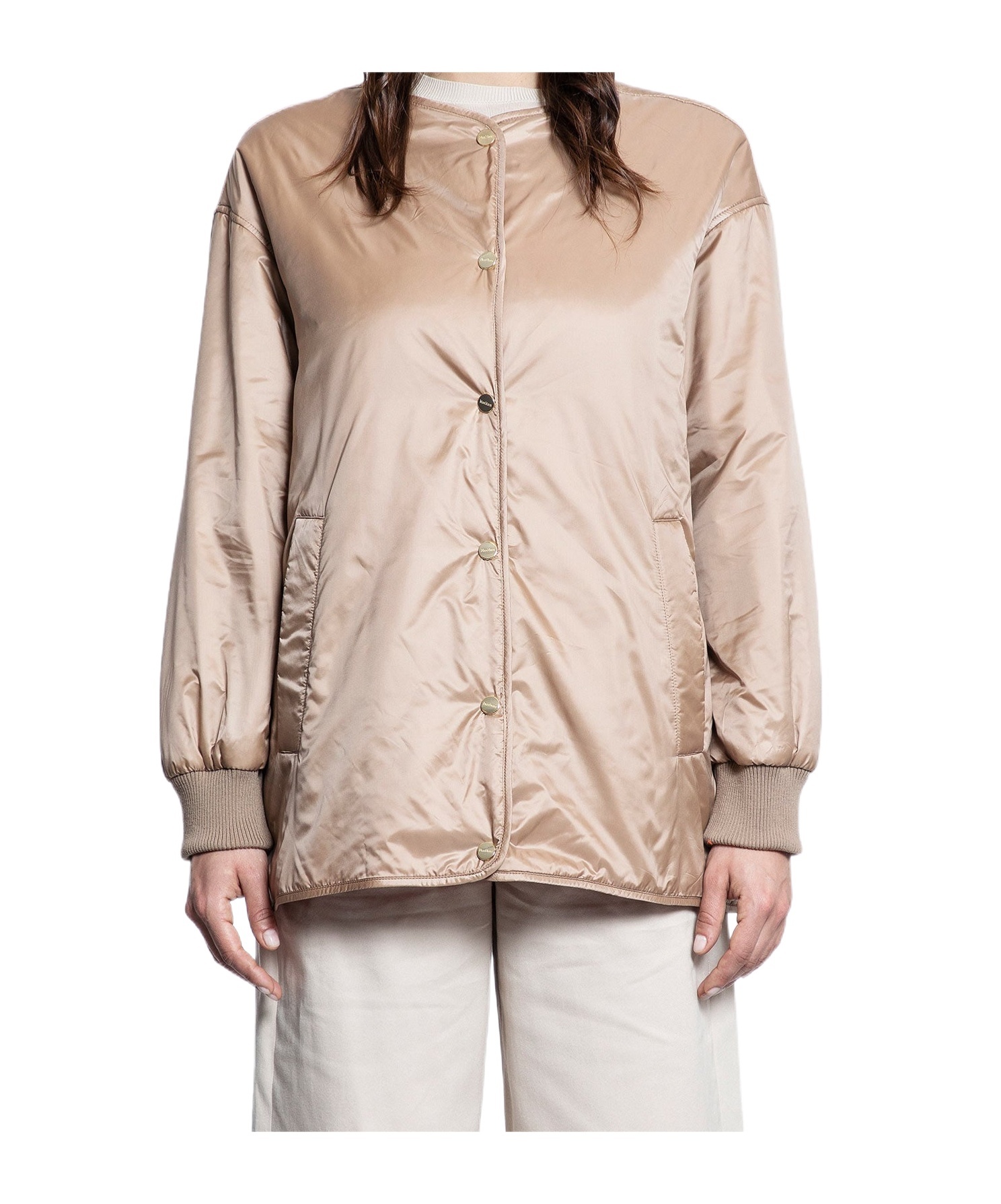 Max Mara Long-sleeved Cotton Clothes In Nude