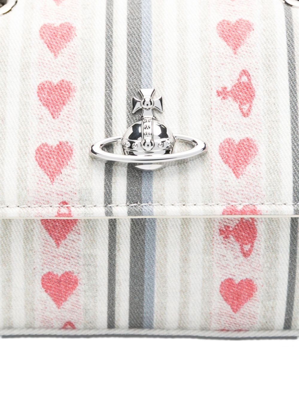 Vivienne Westwood Linen Heart Stripes Mini Bag In White
