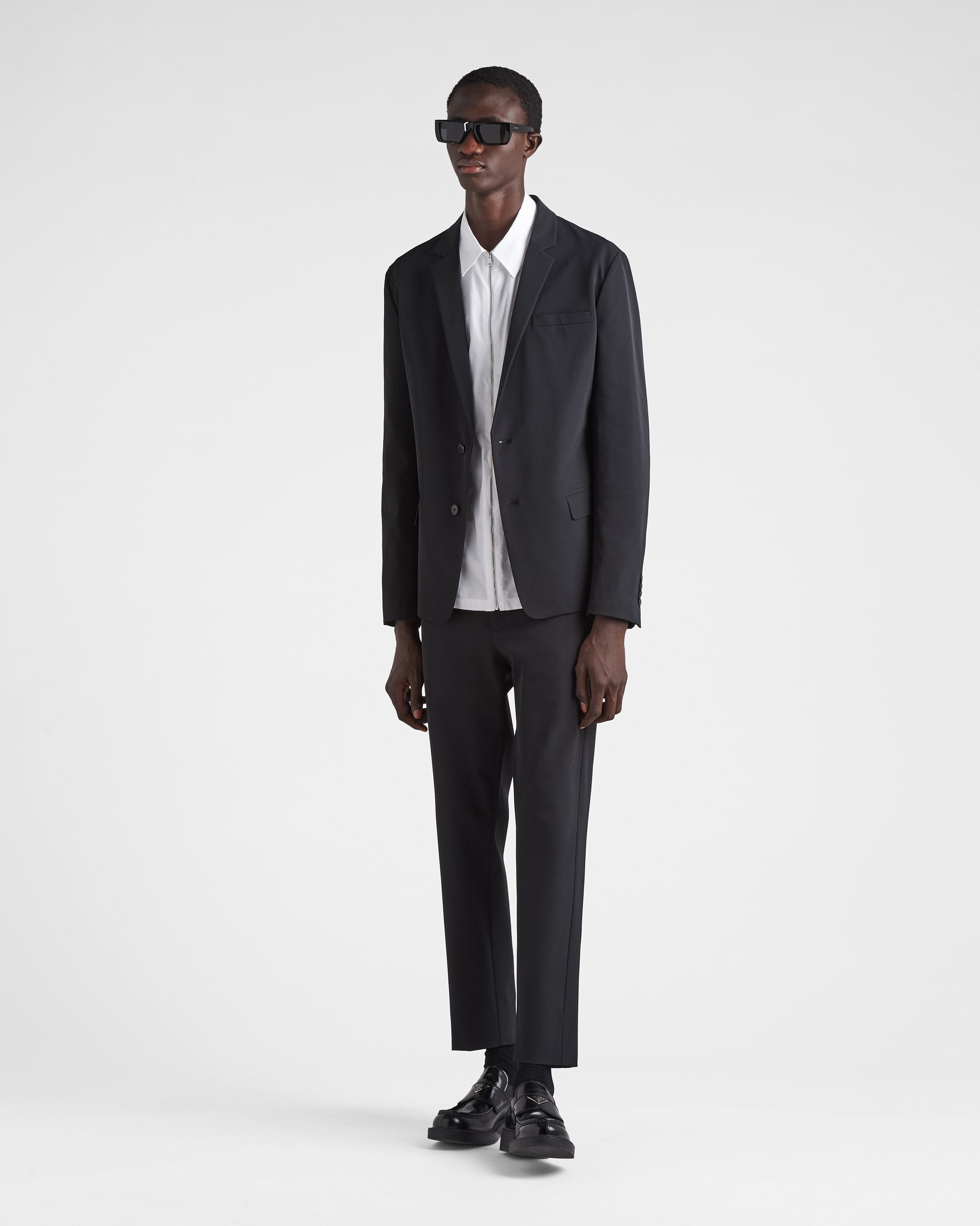 Prada Stretch Technical Fabric Pants In Black