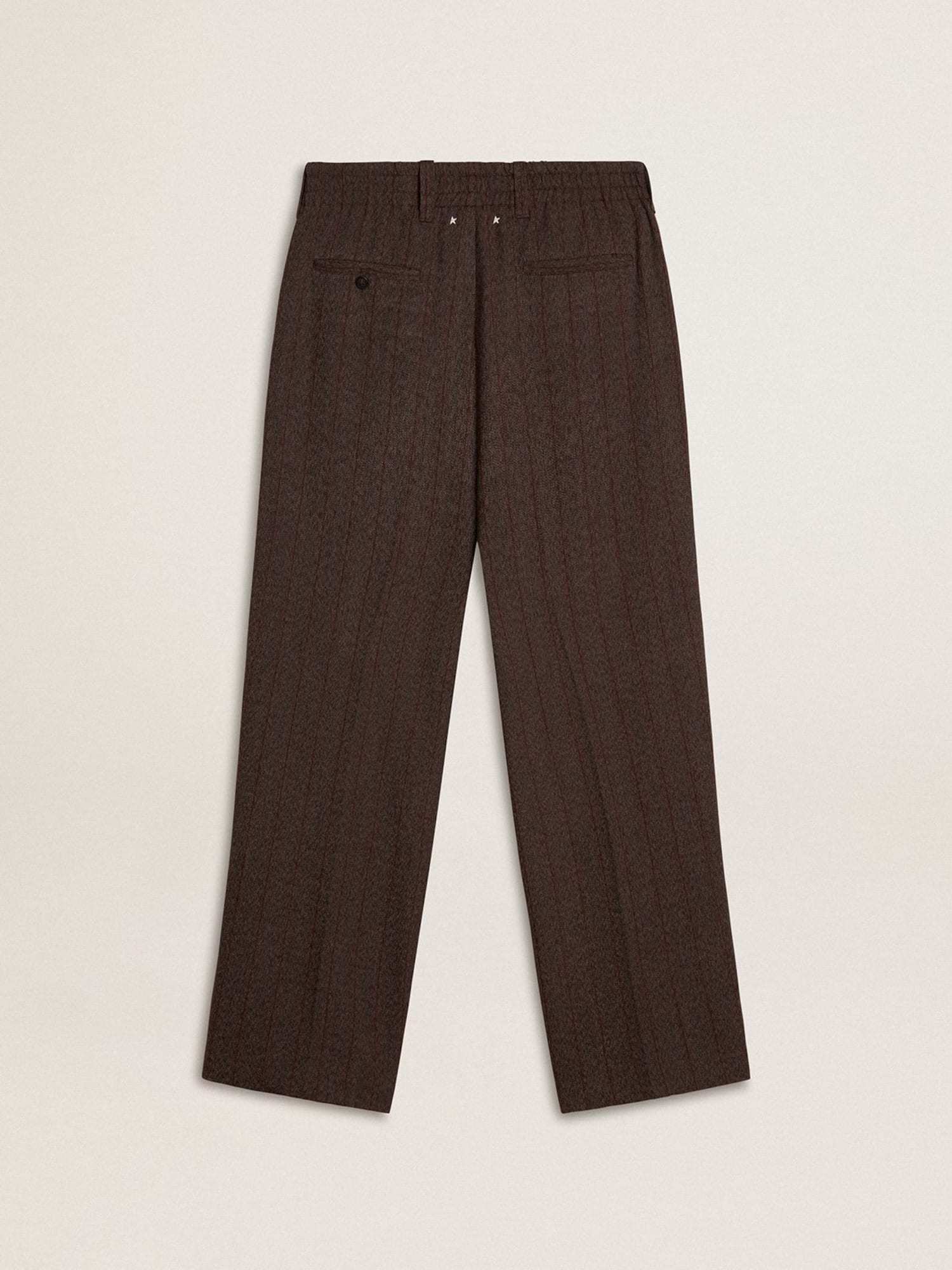 Golden Goose Men's Joggers In Dark Brown Wool With Thin Striped Pattern In Brown