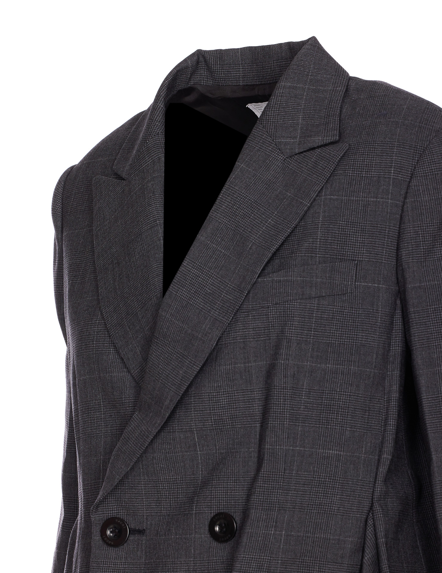 Sacai Womens Gray Glen-check Pleated Wool Blazer In Black