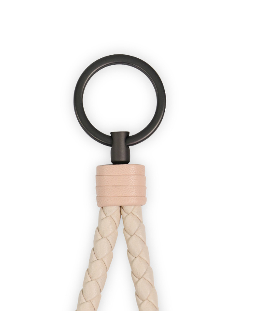 Shop Bottega Veneta Knit Detail Key Chain In Nude