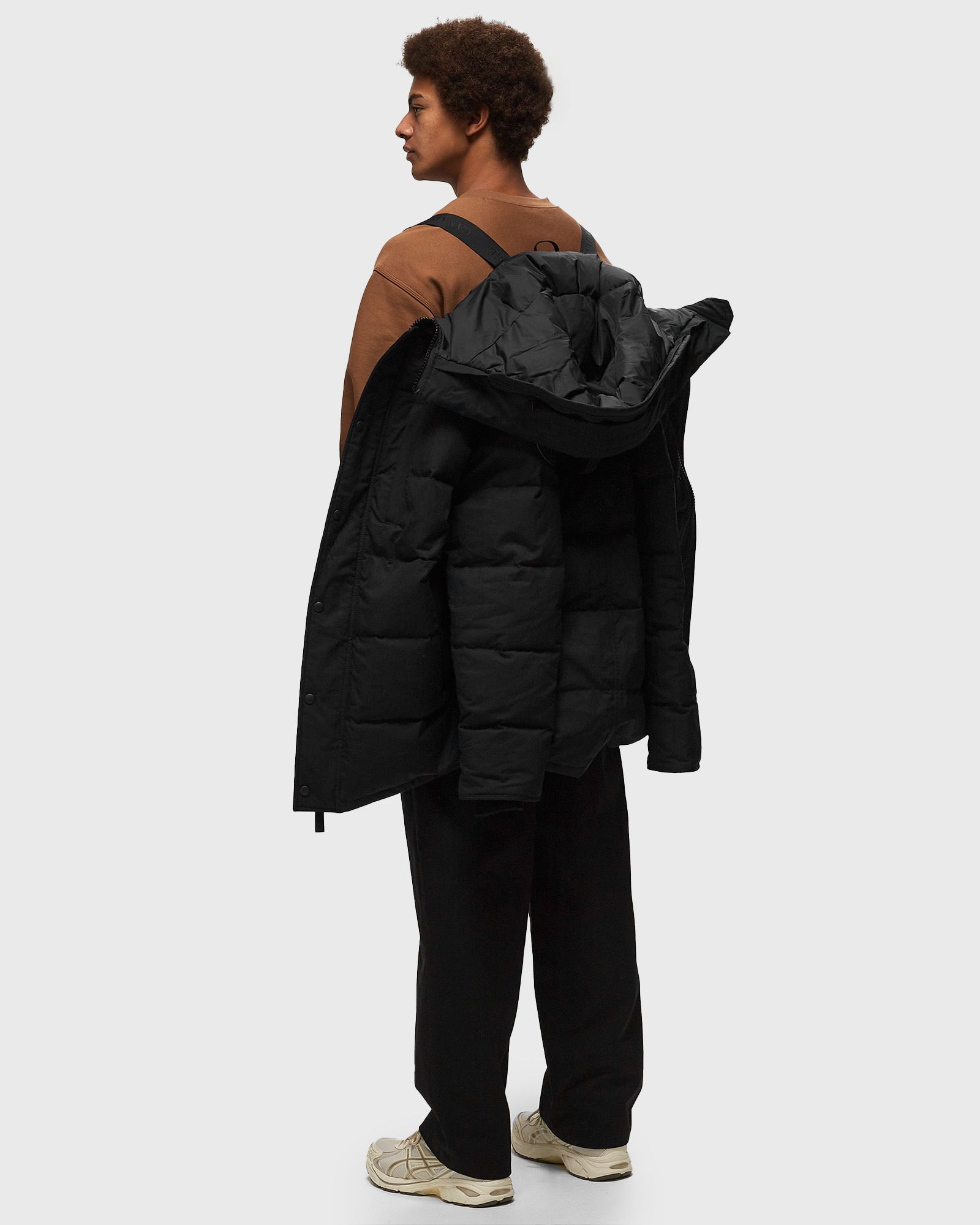 Canada Goose Hooded Buttoned Coat In Black