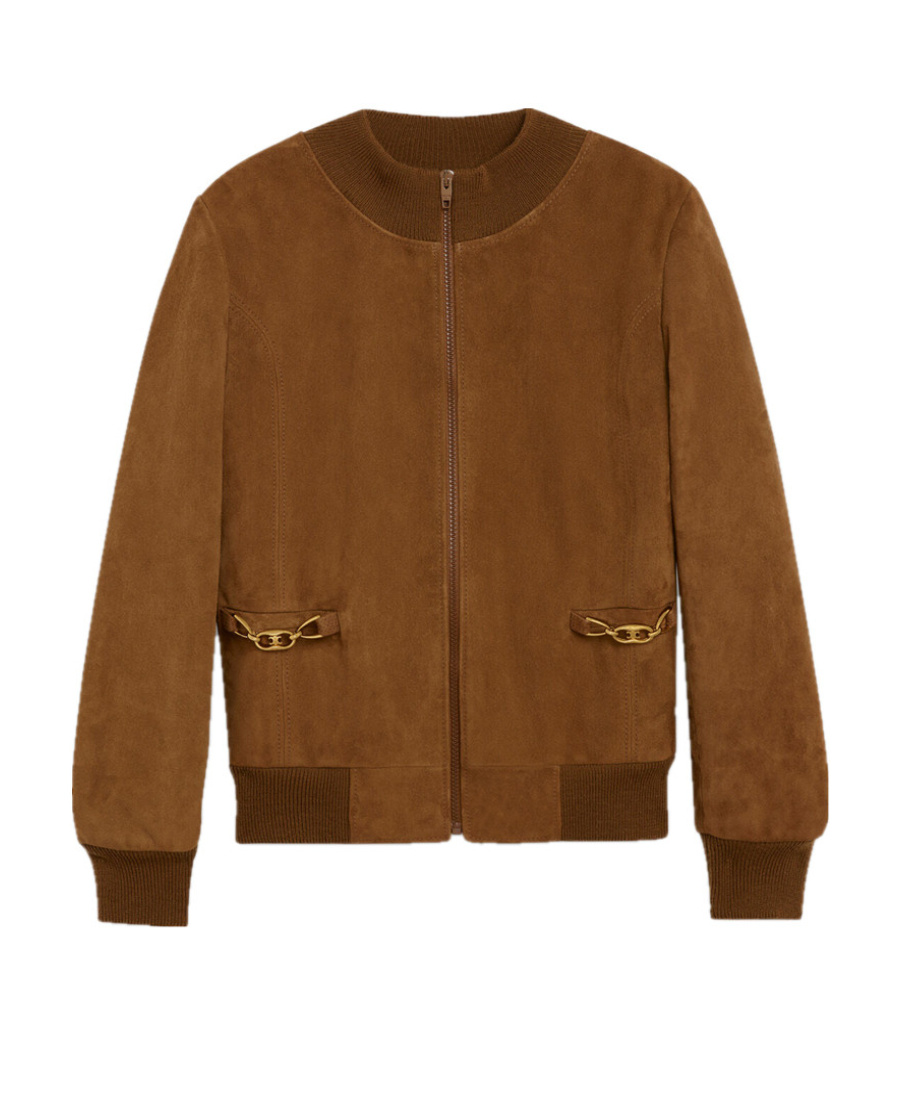 Celine Rectangle Blouson In Suede In Brown