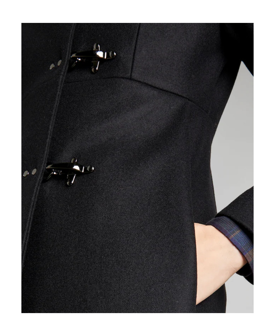 Fay Collar Sleeve Length Trim Coat In Black