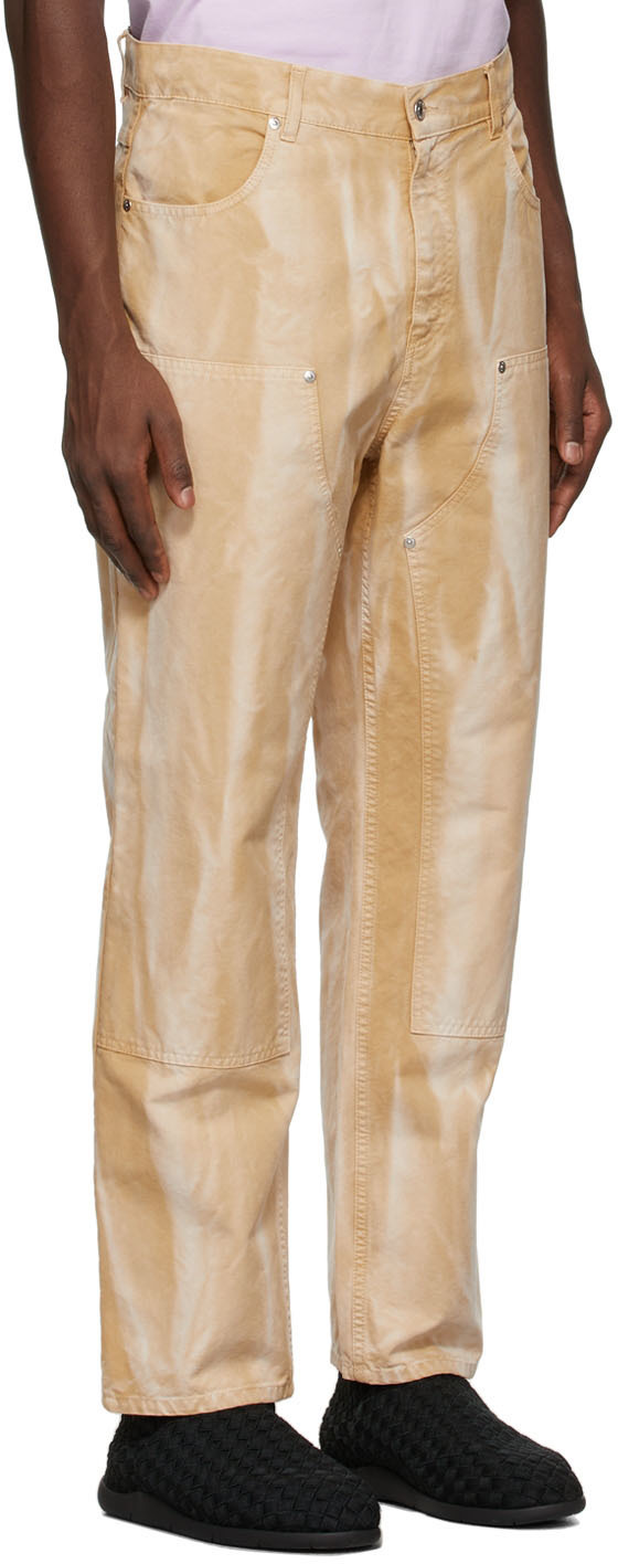 Msgm Beige Tie-dye Denim Pants In Nude