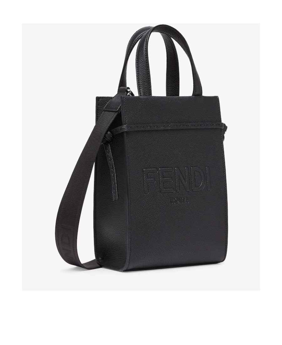 Fendi Leather Tote Bag In Black