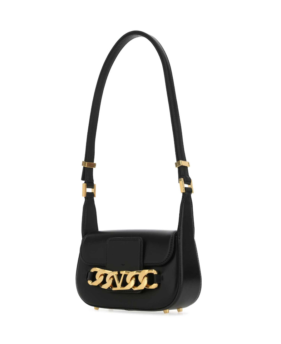 Valentino Garavani Vlogo Chain Small Leather Shoulder Bag In Black