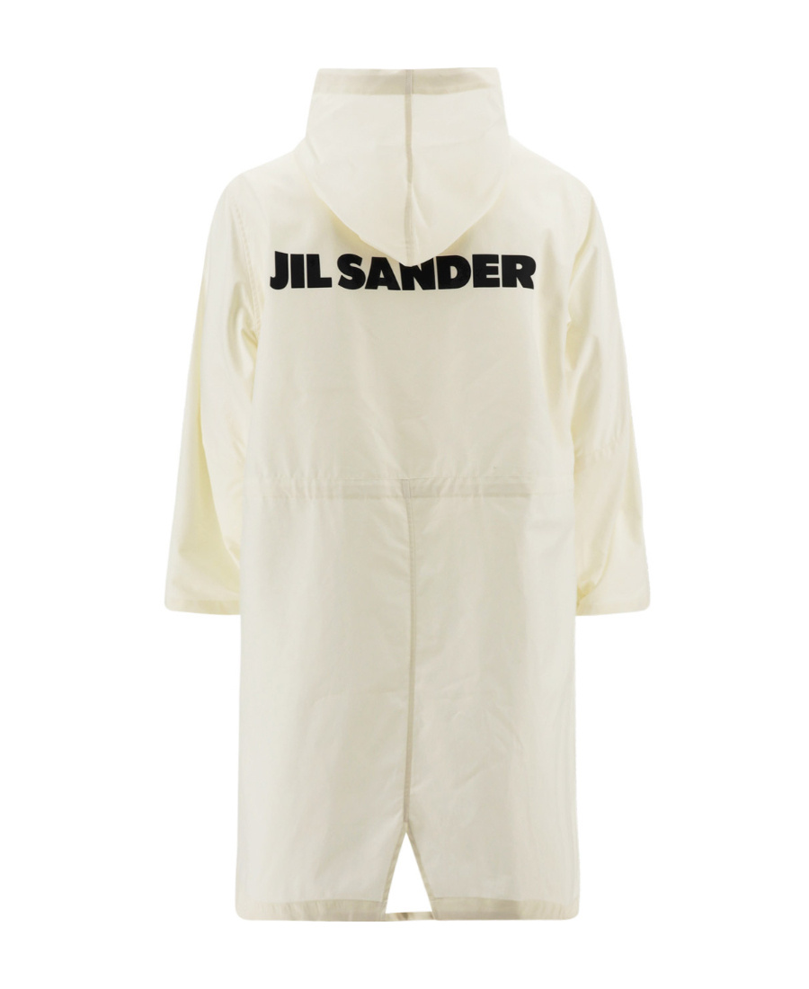 JIL SANDER JIL SANDER LOGO PRINTED DRAWSTRING HOODED PARKA
