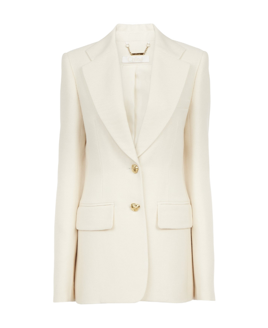 Chloé Embossed-buttons Single-breasted Blazer In White