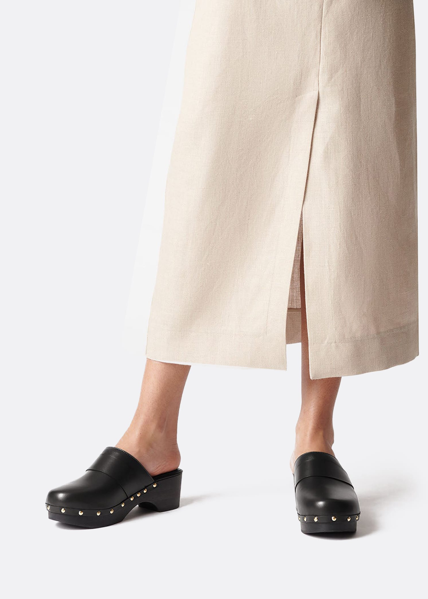 Aeyde Bibi Studded Leather Clog Mules In Black