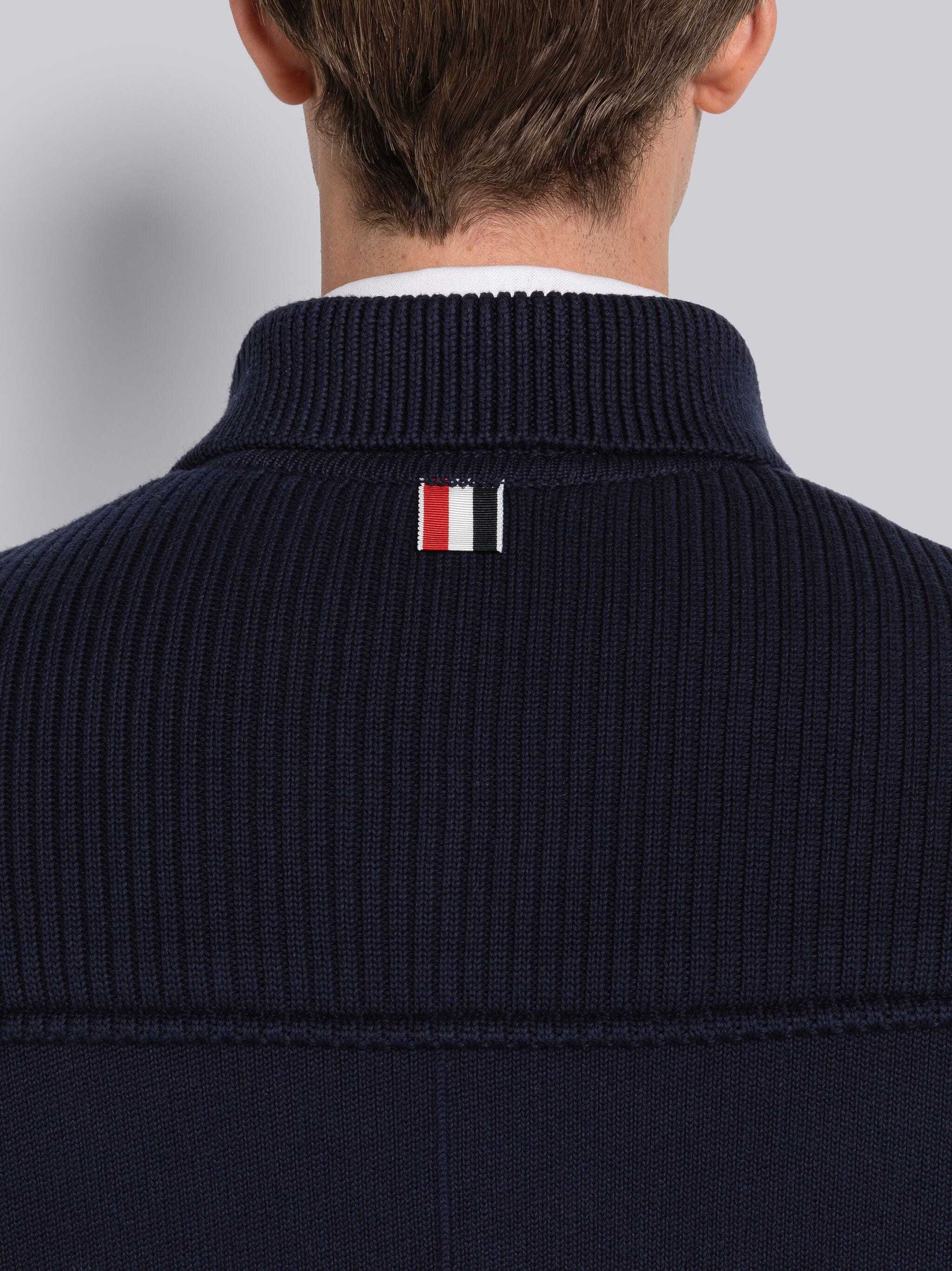 Thom Browne 4-bar Knitted Longline Cardigan In Black