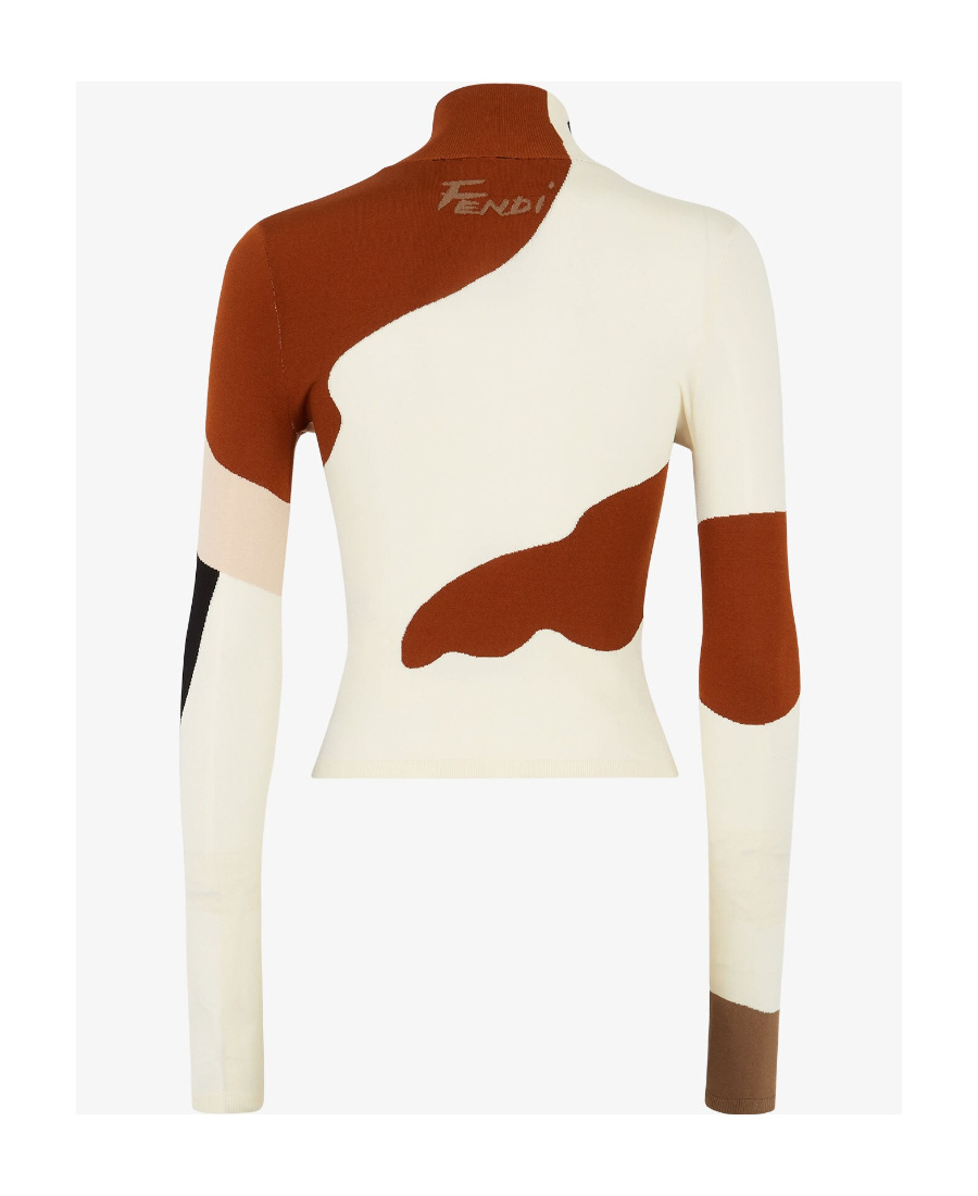 Fendi Patterned Intarsia-knit Top In White