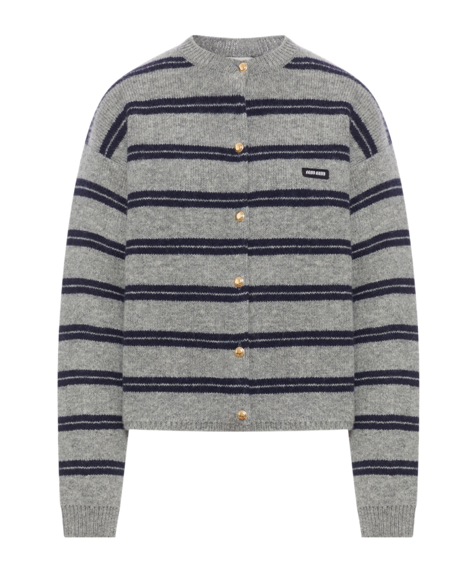 Miu Miu Crew Neck Long Sleeve Sweater In Gold