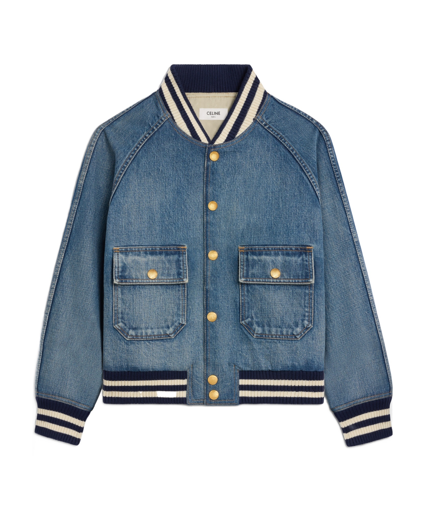 Celine Long-sleeved Denim Jacket In Blue