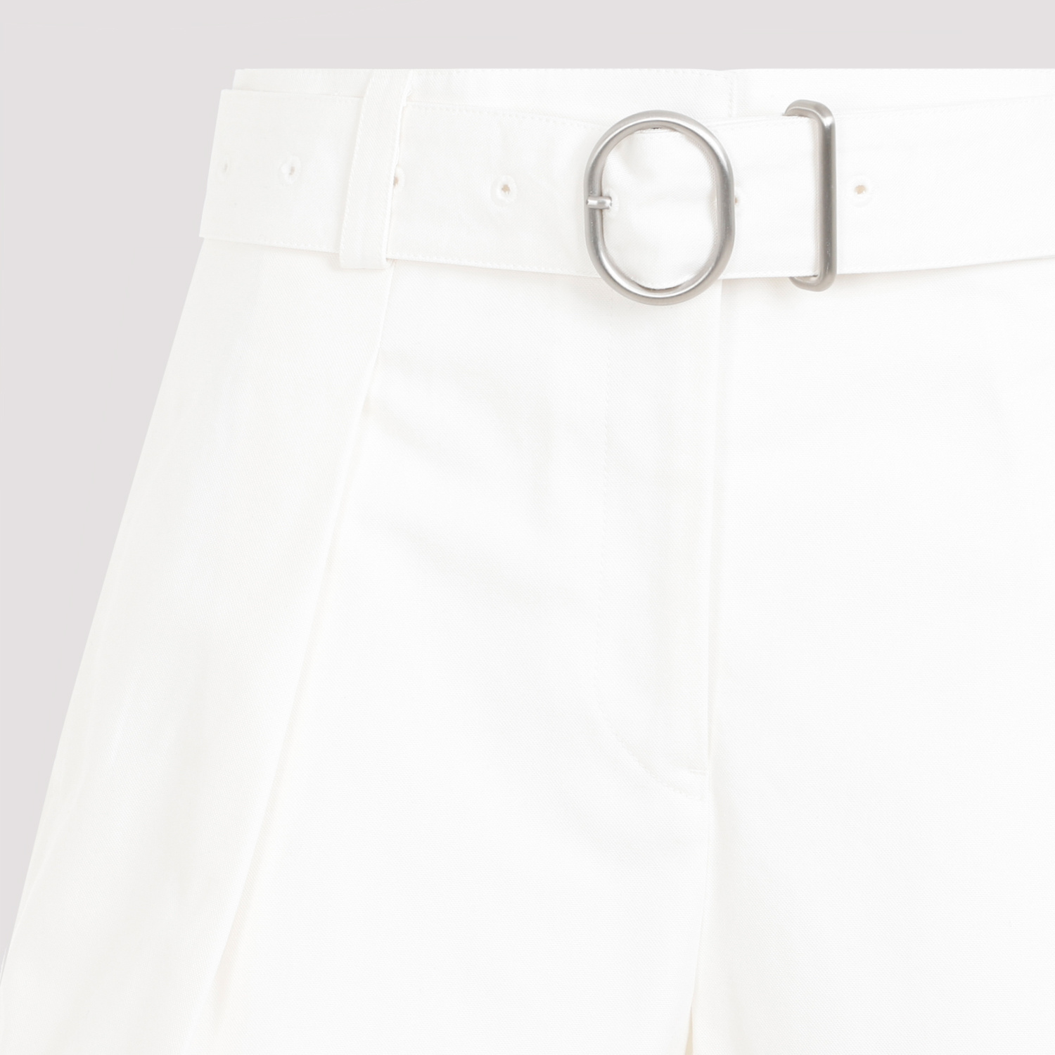 Jil Sander Flared Buckle Belt Shorts In White