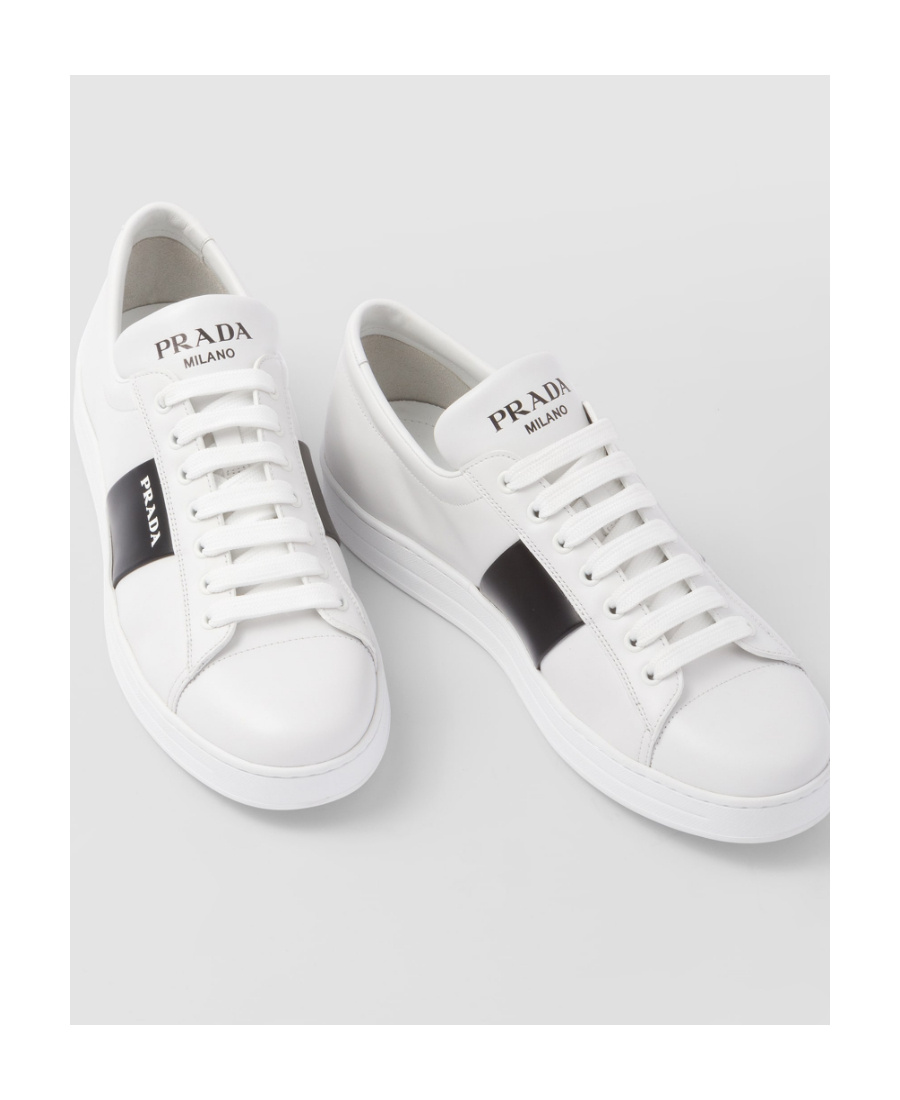 Prada White Leather Sneakers In White