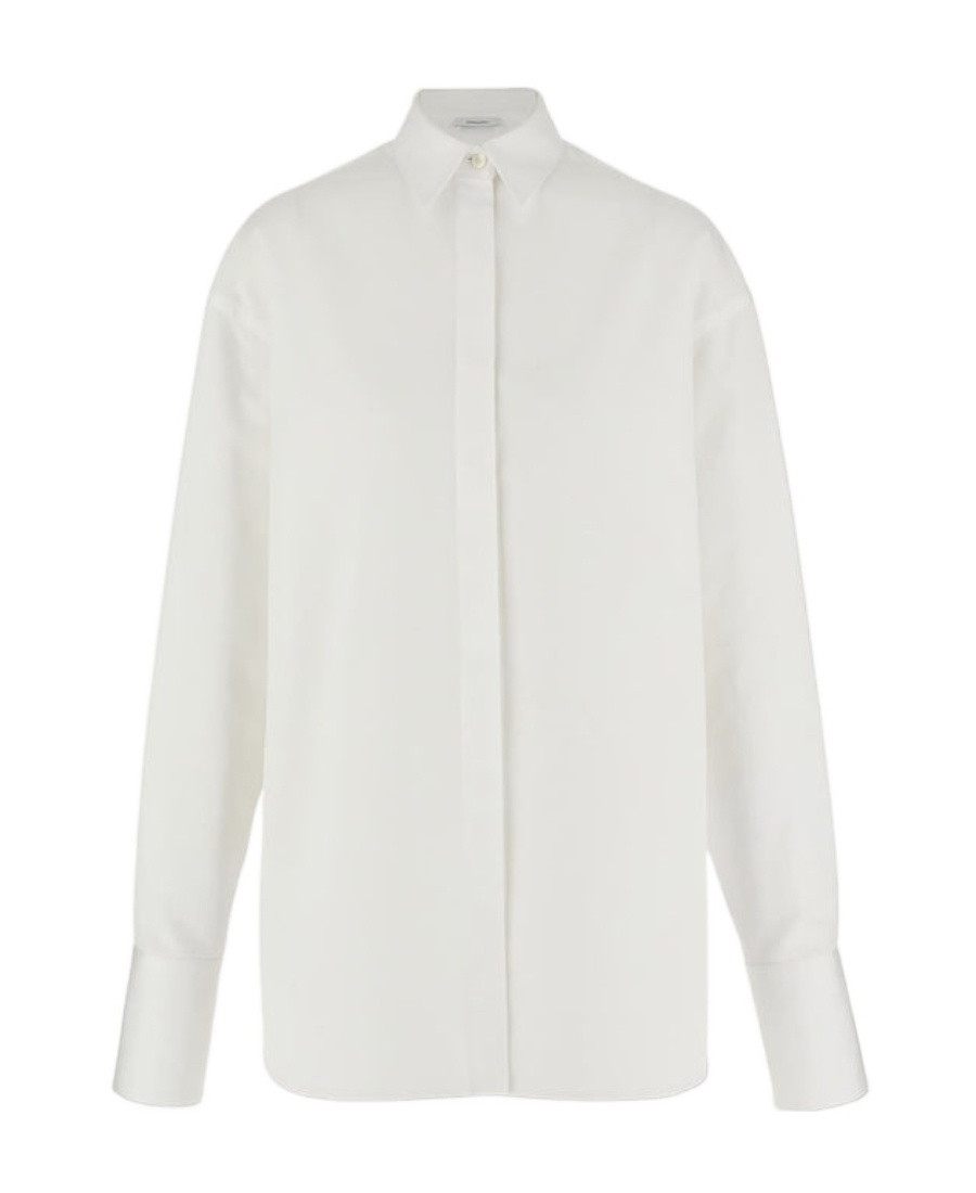 Ferragamo Lapel Long-sleeved Shirt In White