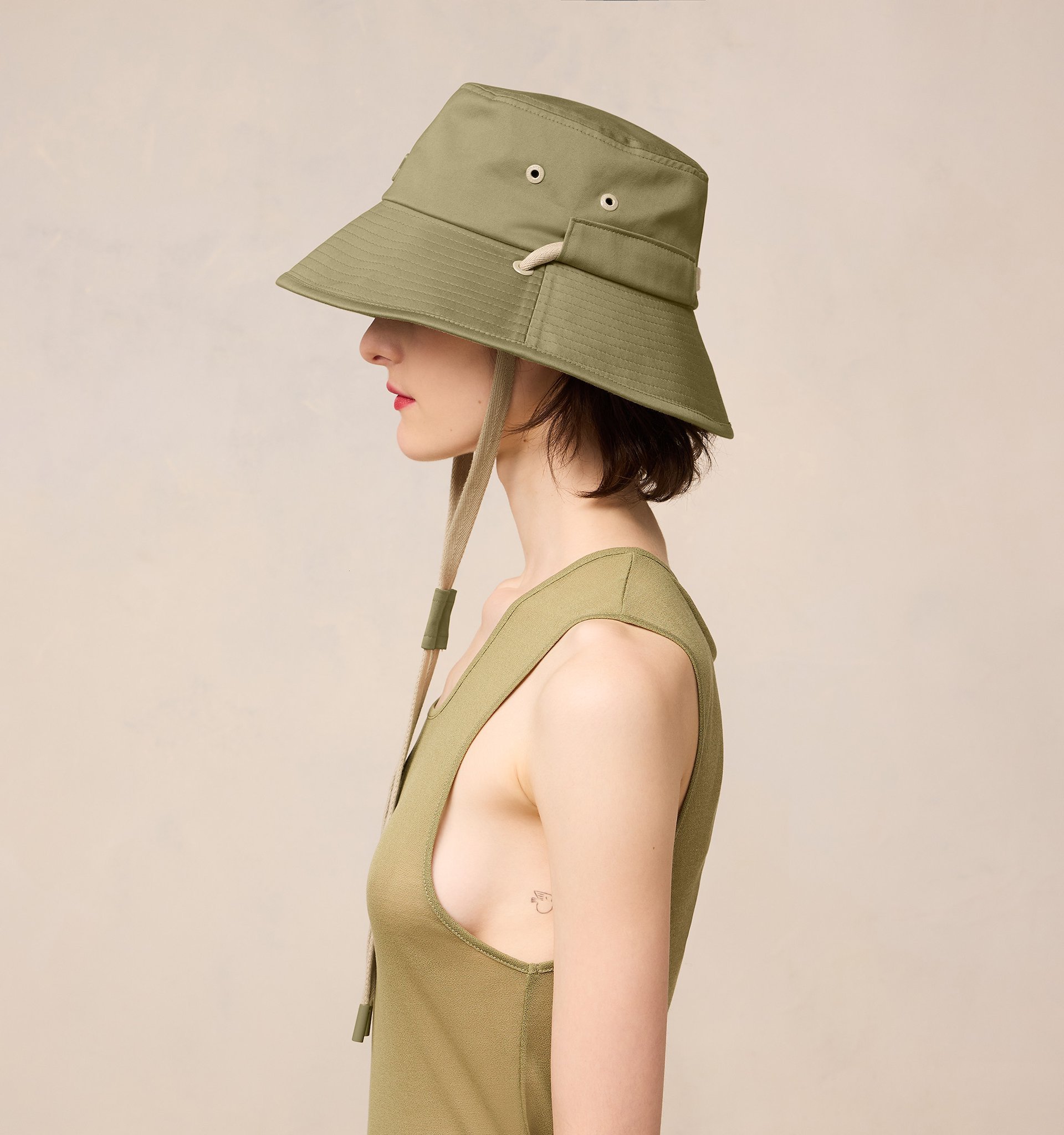 Ami Alexandre Mattiussi Logo With Rope Fisherman's Hat In Brown