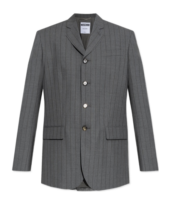 Moschino Pinstriped Wool Single-breasted Blazer In Black