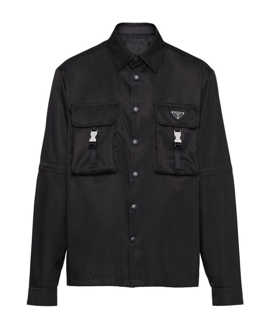 Prada Pockets-detail Re-nylon Shirt In Black