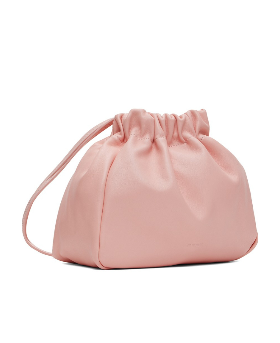 Jil Sander Drawstring Leather Cross-body Bag In Pink
