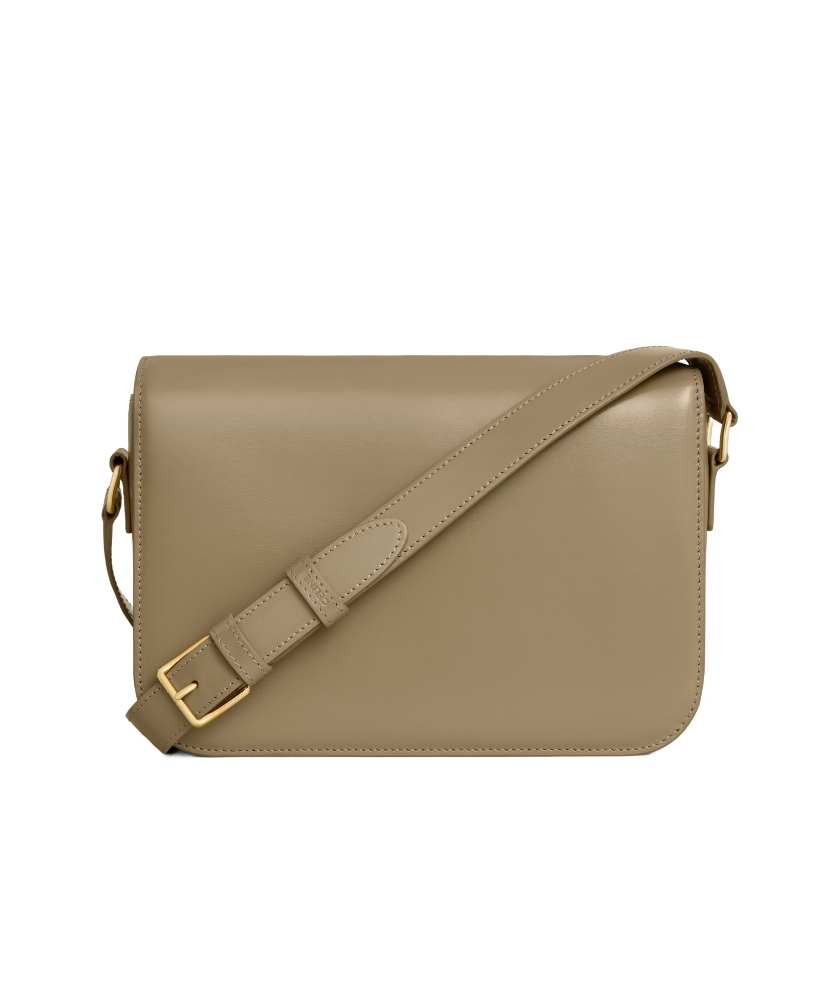 Celine Triomphe Classique Glossy Shoulder Bag In Brown