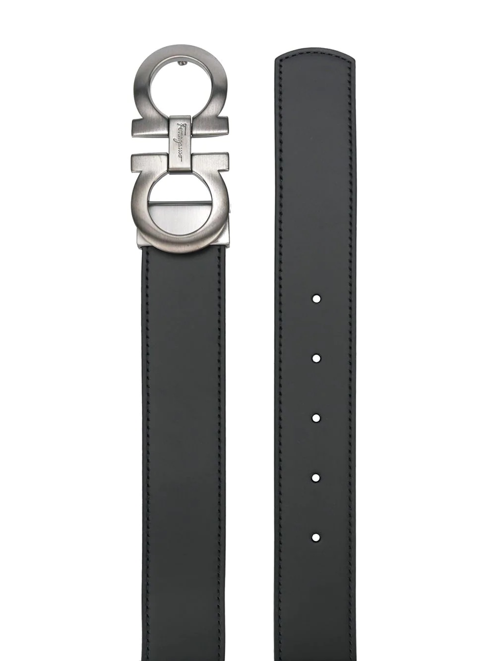 Ferragamo Leather Belt Reversible Gancini Buckle In Black