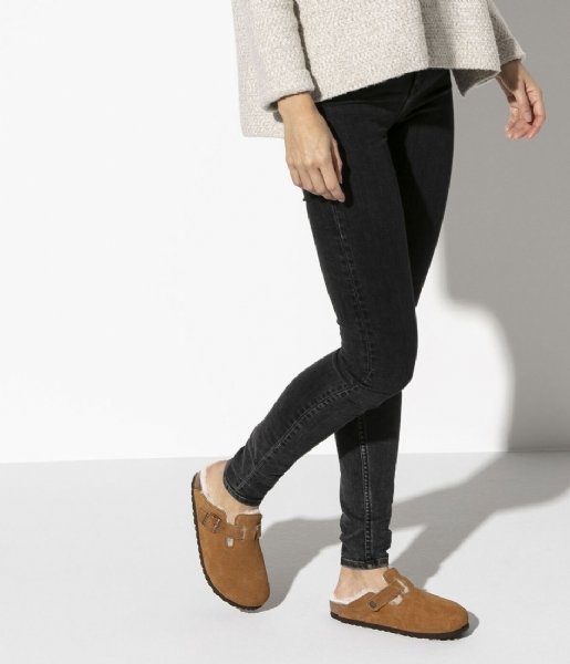 Birkenstock Boston Shearling Slippers In Brown
