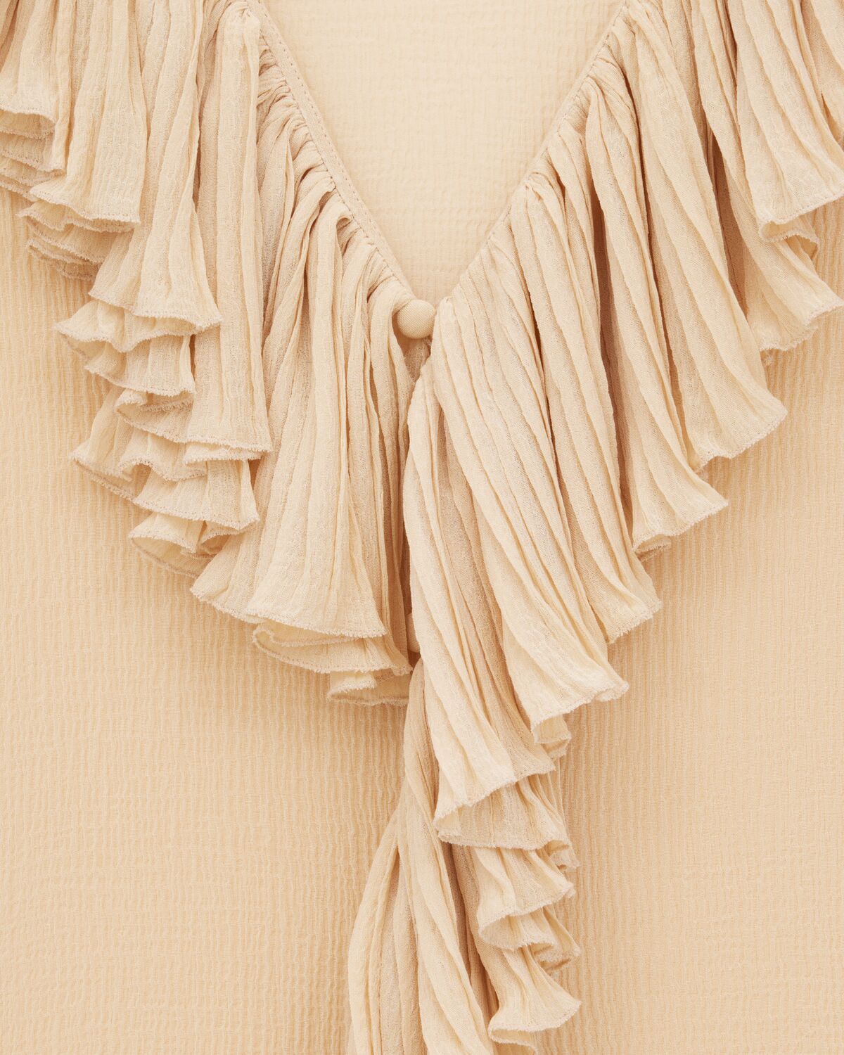 Shop Saint Laurent Ruffled Blouse In Silk Crepon Muslin In Nude