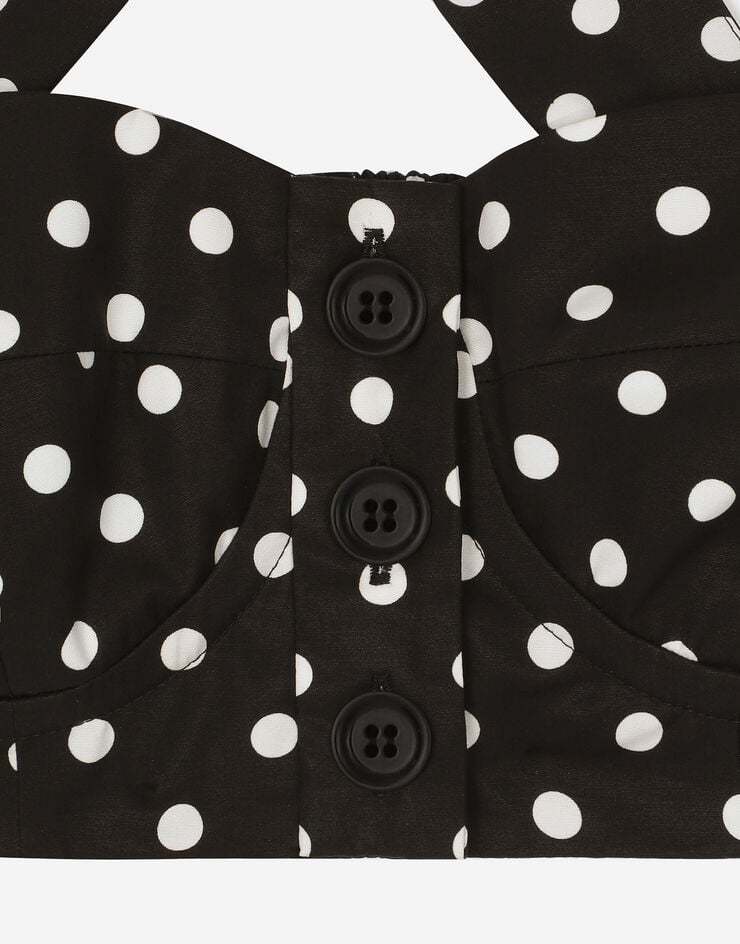 Shop Dolce & Gabbana Polka-dot Corset Top In Black