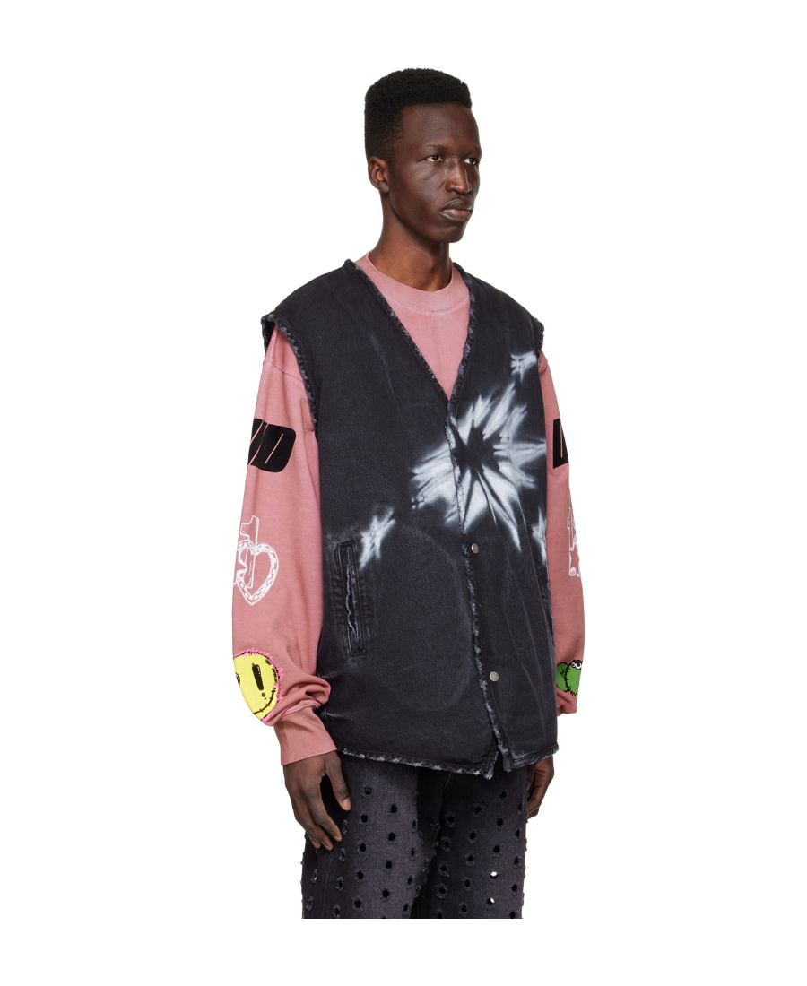 We11 Done V-neck Denim Vest In Black
