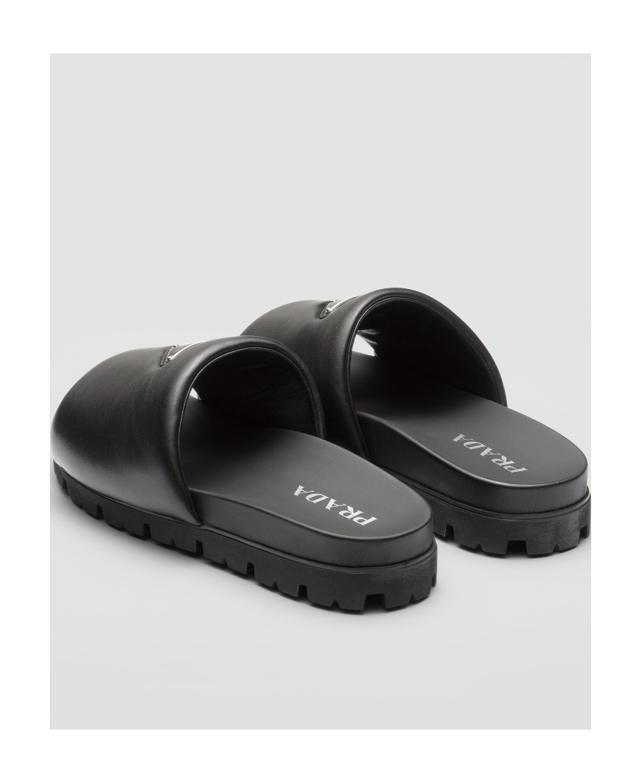 PRADA PADDED NAPPA LEATHER SLIDES