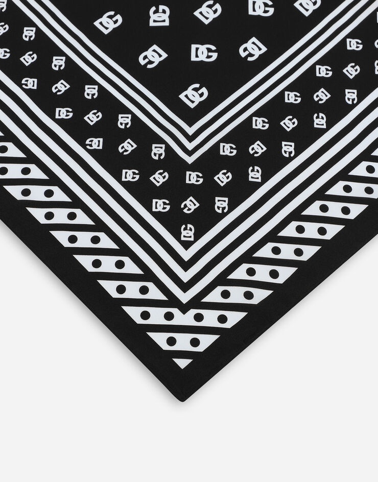 Dolce & Gabbana Logo-print Silk Scarf In Black