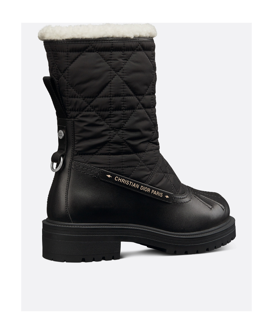 Dior Rattan Check Quilted Short Boots In Black
