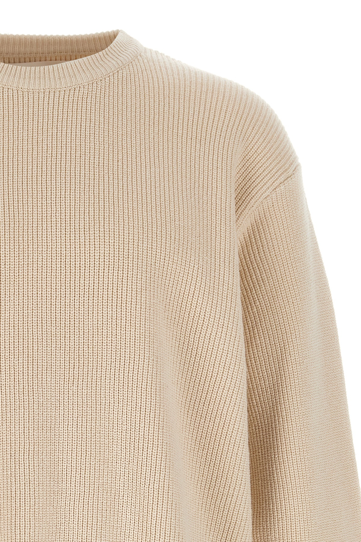 Jil Sander Crew Neck Sweater Side Zipper In Nude