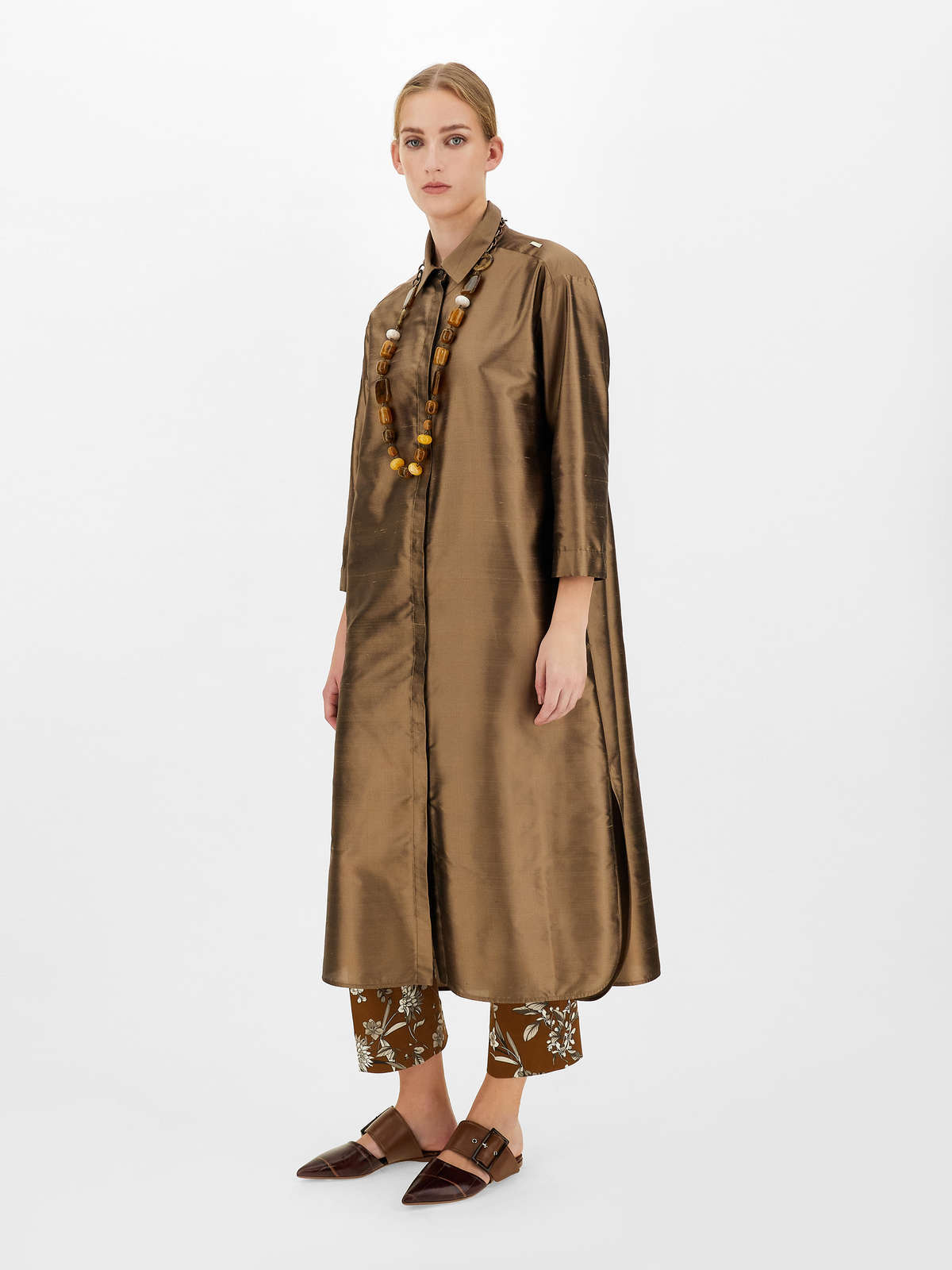 Max Mara A Long Shirt Dress In Green