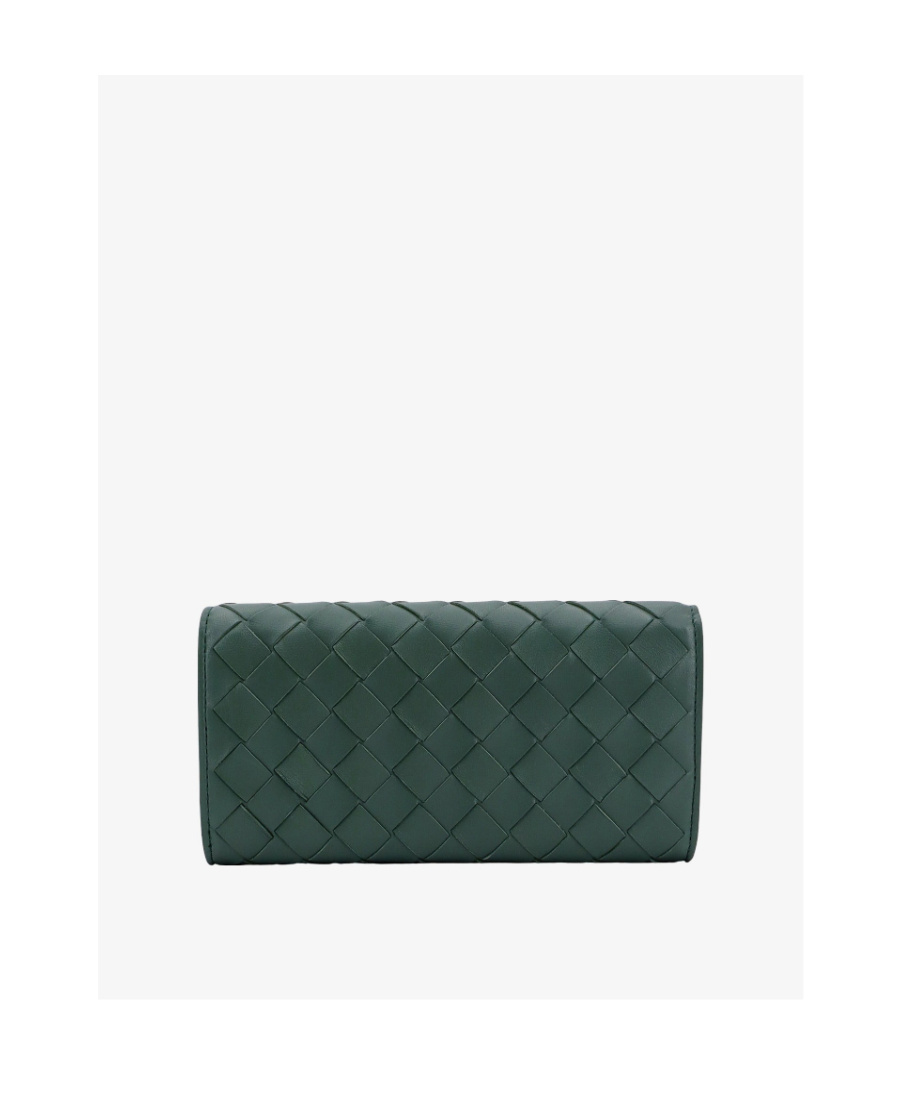 Bottega Veneta Continental Intrecciato Leather Wallet In Green