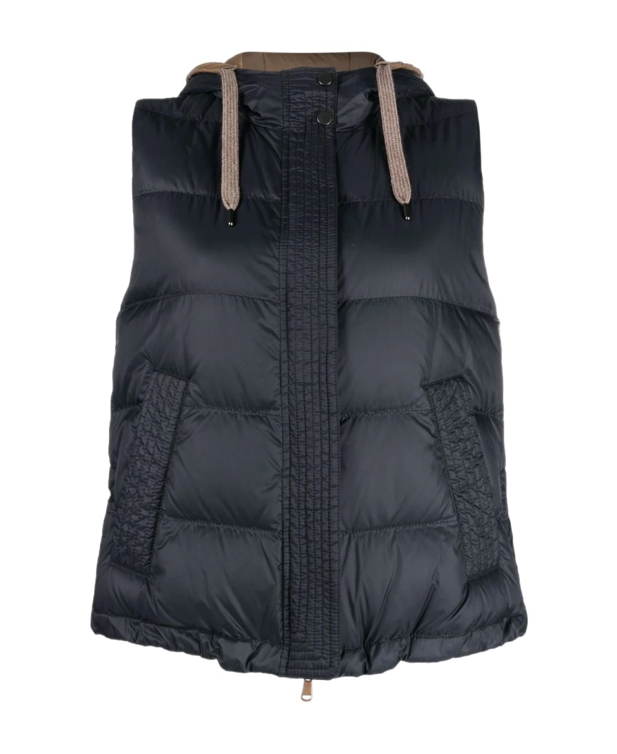 Shop Brunello Cucinelli Quilted Hooded Gilet In Black