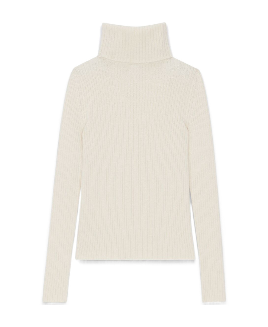 Saint Laurent Ribbed-knit Roll-neck Jumper In White
