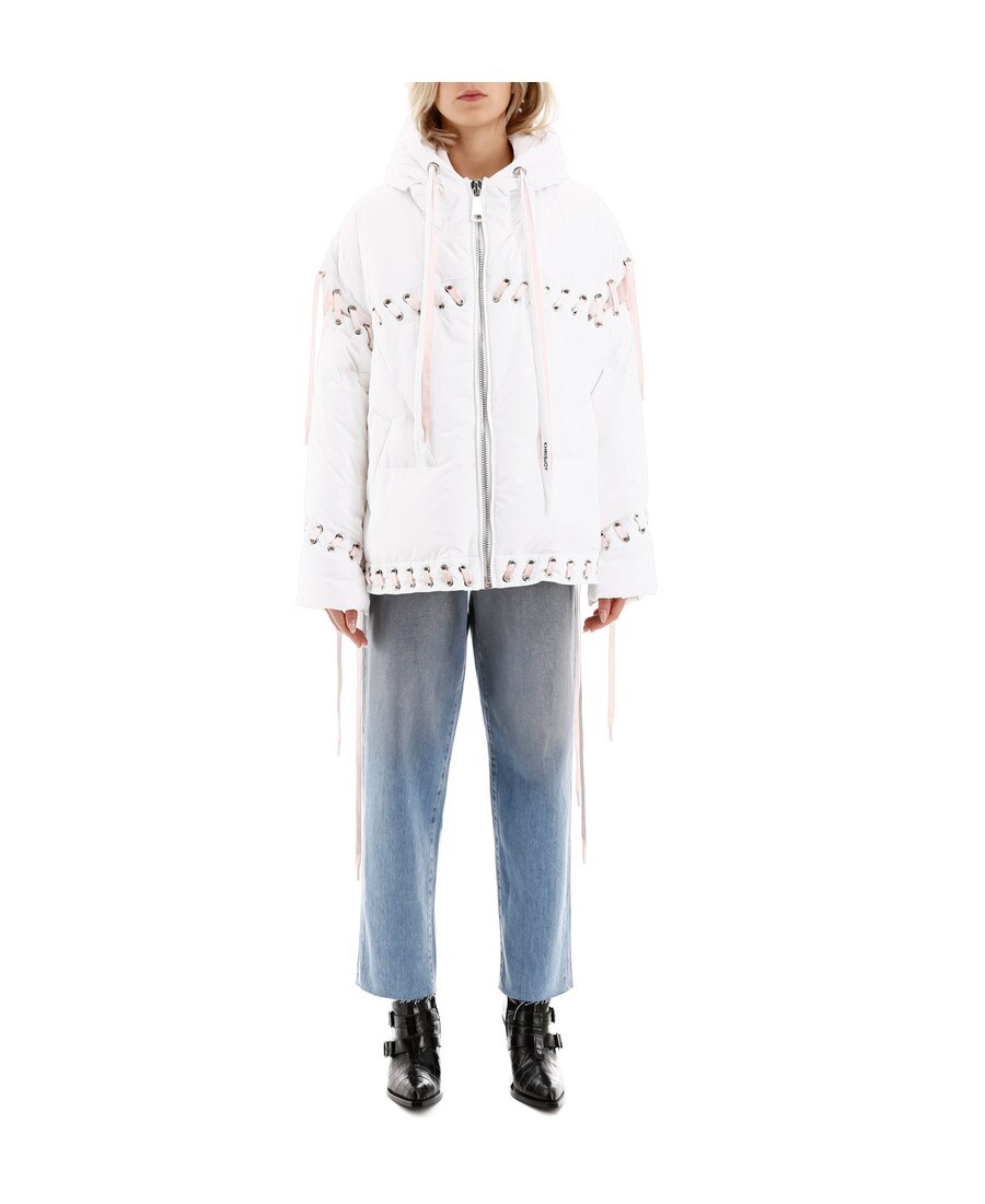 Khrisjoy Oversized Lace-up Puffer Jacket In White